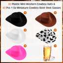 Sumind 40 Pcs Western Party Decoration Supplies Plastic Mini Cowboy Hats with 1 oz Miniature Cowgirl Cowboy Boot Shot Glasses