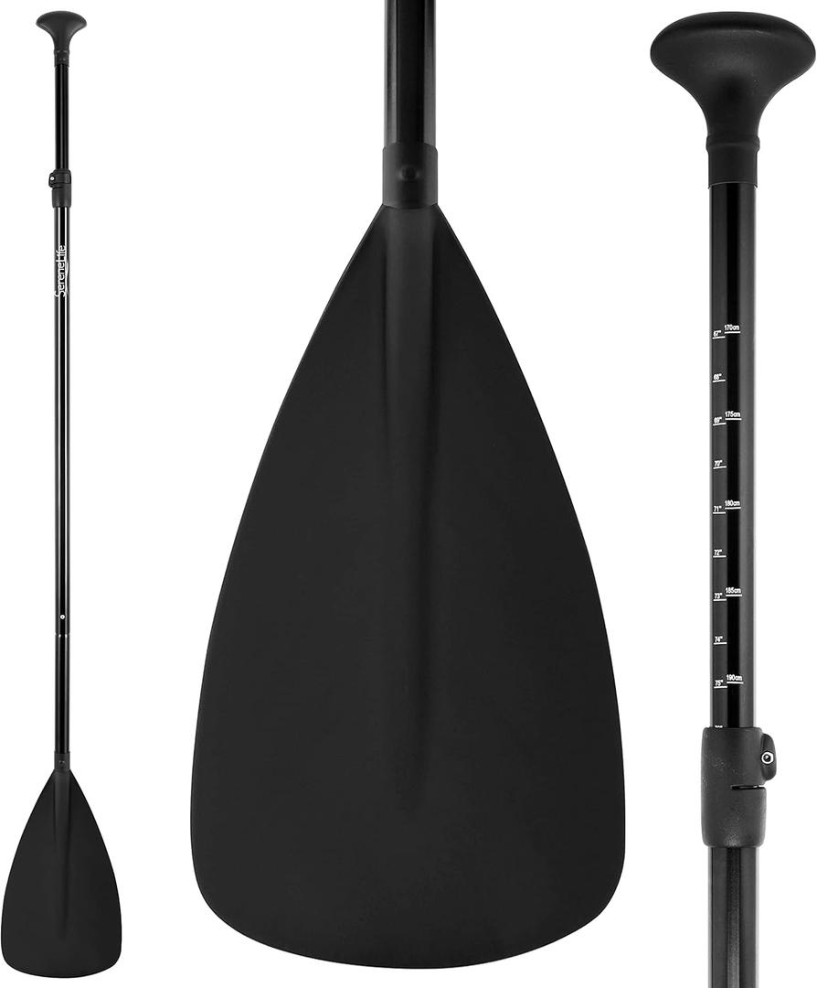 SereneLife SUP Paddle  3 Piece Adjustable Paddle board Oar with Lightweight Shaft, Durable Blade - For Stand Up Paddleboard, Surfing, Flatwater Paddling & Racing (Black)