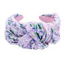 Bellefixe Knotted Headband for Women (Lilac Floral), Wide Knotted Headband for Women in Purple Lilac with Floral Pattern