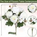 6 Bundles White Peonies Artificial Flowers | For DIY Vintage Wedding Party Bouquets, Vase Filler for Dining Table Centerpieces