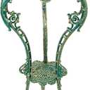 Sungmor Vintage Cast Iron Plant Stand - Ornate Green Pedestal Table for Indoor Outdoor Garden, 27.5" Antique Metal Flower Pot Holder, Victorian Style Plant Display Stand - Patio, Porch, Balcony Dcor