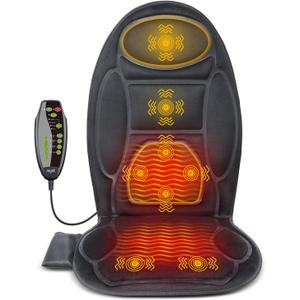 Mynt Heated Seat Cover, Massage Seat Cushion with Heat, Back Massager for Chair with 8 Vibrating Motors, Massage Chair Pad for Home Office Use(Black)