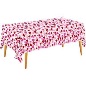 Gatherfun Valentine's Love 3-Pack Tablecloths: Waterproof & Disposable Plastic Covers, 54x108, Romantic Heart-Themed Decorations for Memorable Party Tables