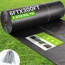 Rintea 6FTX300FT Weed Barrier Fabric, 3.2oz Landscape Fabric, Durable Weed Barrier Fabric Heavy Duty with 20 U-Shaped Securing Pegs for Landscaping Weed Blocker Garden Bed Cover, Commercial Driveway