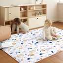 Premium Foam Baby Play Mat 47" X 47", Thicken One-Piece Crawling Mat, Non-Slip Cushioned Baby Playmats for Infants, Babies, Toddlers - Machine Washable for Easy Care