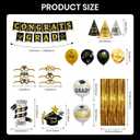 Graduation Decorations 2026, Class of 2026 Party Decorations Set with Banner, 2026 Balloons, Foil Curtains, Hats & Glasses, Black Gold Graduation Party Supplies for High School & College