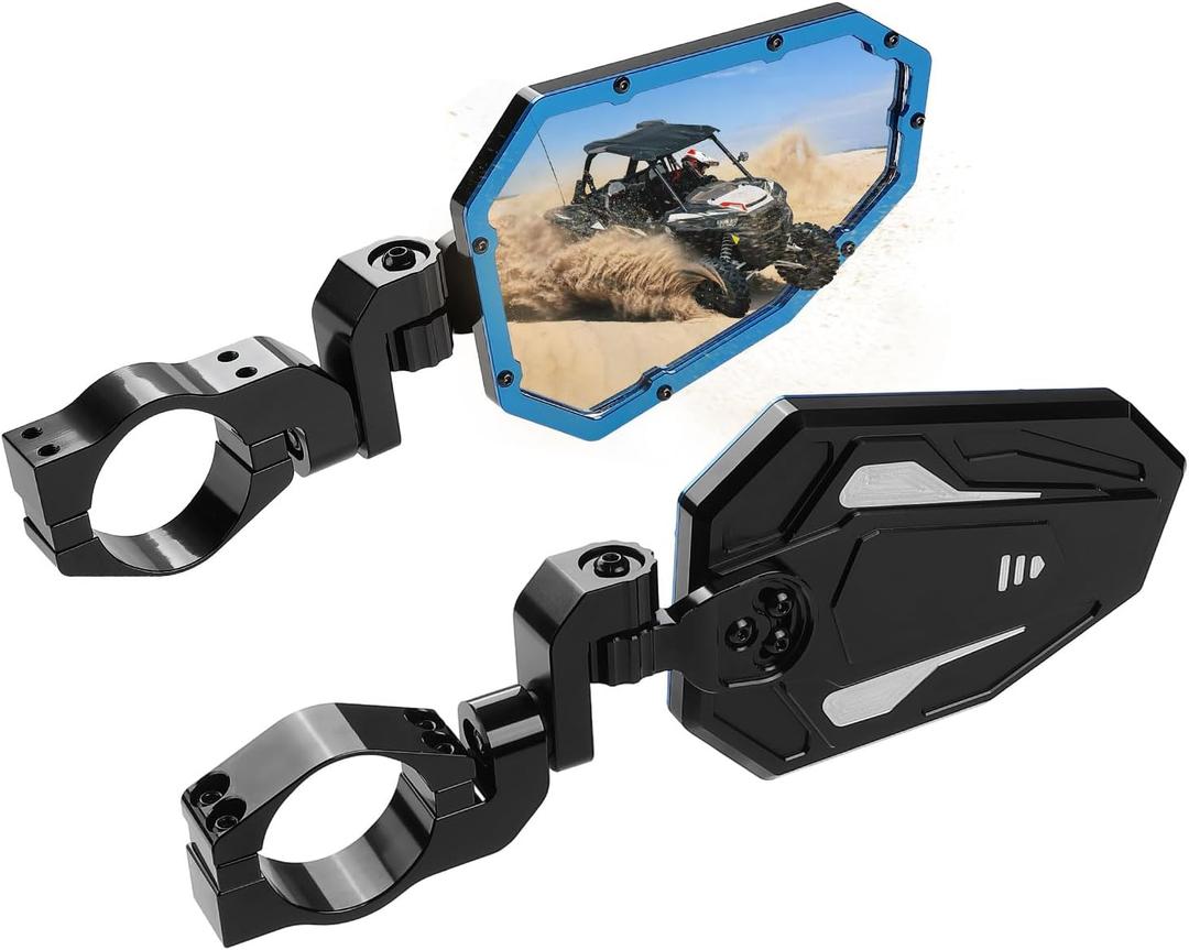 KEMIMOTO UTV Aluminum Side Mirror Fits 1.75"-2" Roll Bars with Windshield Blue Compatible with Polaris RZR Can Am Commander YXZ Viking Wolverine Kawasaki Mule Teryx KRX Pioneer Massimo Axis