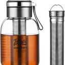 Glass Cold Brew Coffee Maker with Extended Fine Mesh Filter, Tea Infuser Bottle Iced Coffee Maker with Thick Borosilicate Glas (800ml/27oz)