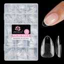 UNA GELLA Short Almond Nail Tips 15 Sizes 300PCS Pre-Etched Soft Gel Clear Nail Tips Easy DIY Salon Short Almond Press On Nails Snug Fit Acrylic Fake Tips Extensions Long-Lasting Hold