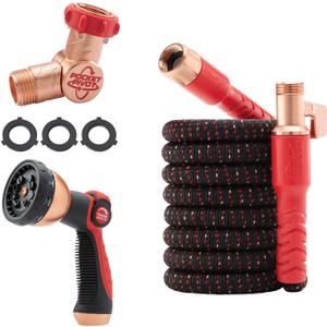 Pocket Hose Ballistic 25 FT Expandable Garden Hose w/Pocket Pivot Swivel Connector, Anti-Burst Sleeve Reinforced with Bulletproof Fiber, Lightweight, No-Kink, Compact, UV-Protected, AS SEEN ON TV