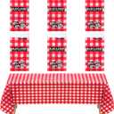 Eleclassi Red Gingham Checkered 6 Pack Premium Disposable Plastic Tablecloth 54 x 108 in - Plastic Table Cloth Disposable Tablecloth for Rectangle Table Up to 8 Feet