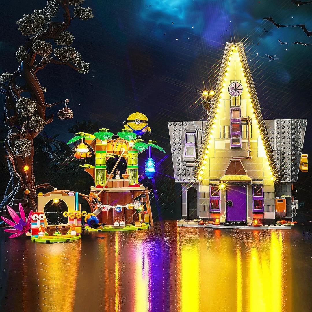 2 x LED Lighting Compatible with Lego Minions and Gru's Family Mansion 75583, Light Kit Compatible with Lego 75583, Giving Light to Model, NOT Included The Model SetStandard Version