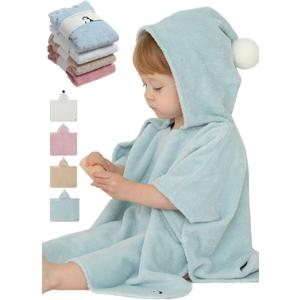 Konny Baby Hooded Towel Rayon from Bamboo Cotton Baby Bath Beach Towel Hooded Poncho, Oeko-TEX, Ultra Soft & Quick-Dry, Newborn Boys Girls Toddler (Mint, Small)