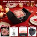 Preserved Pink Real Rose with Heart I Love You Necklace - Mother Day Gift for Mom Her Wife Girlfriend Grandma on Valentine's Mother Day Christmas Birthday Anniversary Romantic - Pink Style 2