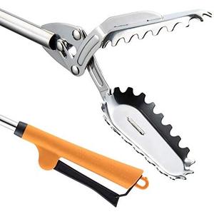 FTH All Stainless Steel Grabber Reacher Pickup Tool Heavy Duty Trash Picker Log BBQ Fireplace pits Snake Tongs