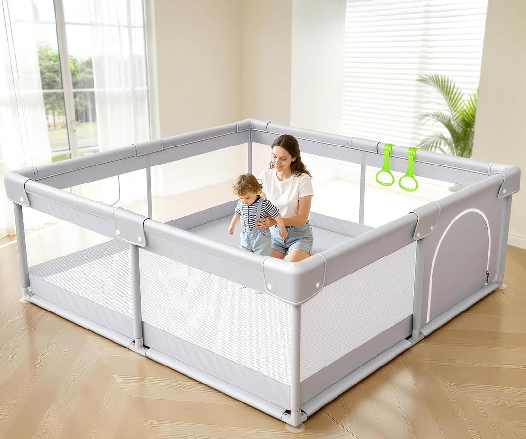 Baby Playpen, 47×47in Playpen for Babies and Toddlers with Door
