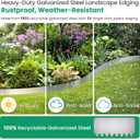 2025 New 21ft. Galvanized Steel Landscape Edging Border 15 Pack - 16.5"x8" Heavy Duty Metal Garden Edging with Rolled Top & Curved Serrations - Flexible Bendable Rustproof Edge for Lawn Yard Flower