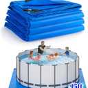 Pool Liner Pad for Above Ground Pools, Extra Thick Square Swimming Pool Liner, Under Pool Padding Above Ground Pool Pad, Puncture Resistant Weed Barrier Extend Liner Life, Blue (15FT)