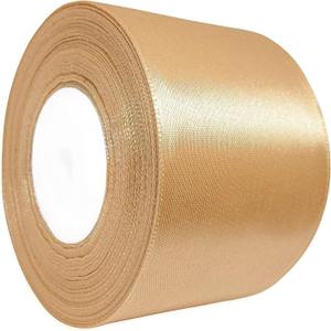 Beige Satin Ribbon for Crafts & Gift Wrapping, 2 Inch Wide x 25 Yards, Solid Beige Fabric Ribbon Roll for Bows, Floral Arrangements, Sewing & DIY Decorations