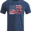 H HYFOL Men's Graphic T-Shirts USA Flag Cotton Short Sleeve American Patriotic Crewneck Casual Regular Tee Shirts (Blue, XXL)