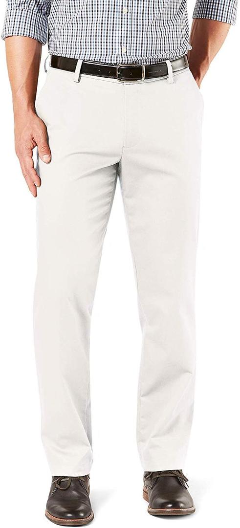 Dockers Mens Straight Fit Signature Lux Cotton Stretch Khaki Pant (Beige), 33W x 32L