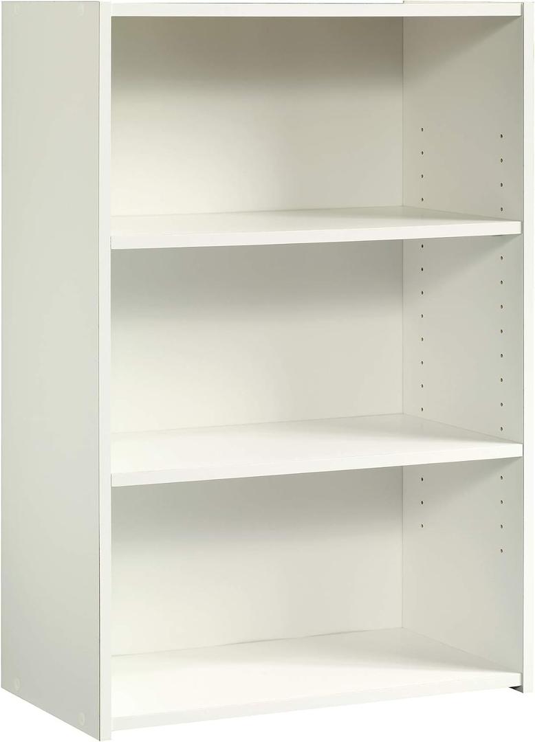Sauder Beginnings 3-Shelf Bookcase/ Book shelf, Soft White finish, L: 24.57" x W: 11.5" x H: 35.28"
