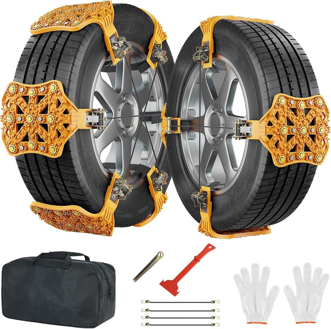 LILYPELLE Upgraded Snow Chains 10 Pack, Tire Chains for Cars/SUVs/Pickup Trucks, Emergency Anti Slip Tire Traction Chains for Tire Width 165-275mm