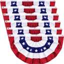 6 Pack 250th Anniversary 3 X 6 FT American Bunting Flag, 4th of July Decorations USA Pleated Fan Flag Memorial Day Outdoor Patriotic Half Fan Flags Banner Fourth of July Independence Day Outside Decor