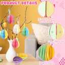 Chiisong 16 Pcs Easter Decorations Eggs Hanging Ornaments Paper Honeycomb Eggs Tree Decorations Magnetic Easter Ornaments for Hunt Basket Party Supplies Indoor Outdoor (Mix Color)