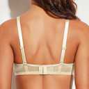 Deyllo Women's Sheer Mesh Lace Unlined Underwire Bra Sexy See-Through Demi Bralette (38C, Light Nude)