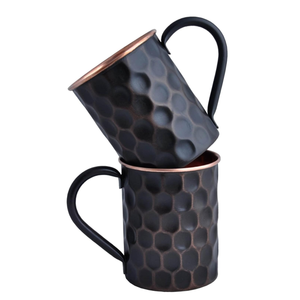STAGLIFE 20 Oz Honeycomb Black Matte Moscow Mule Mugs Pure Copper Cups for Drinking Water Gifts for Him Her on Anniversary Genuine Copper Mugs for Moscow Mules Real Solid Tankard Mug Cup Set of 2