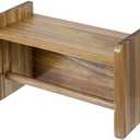 MyGift Hanging Paper Towel Roll Holder, Premium Acacia Solid Wood Farmhouse Wall Mounted Kitchen Napkin Dispenser Rack with Top Storage Shelf Spice Racks