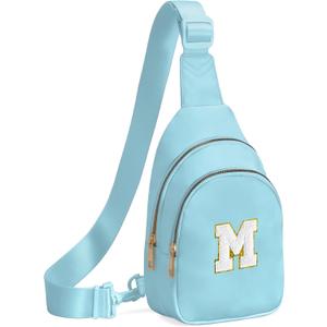 Viverte Birthday Gifts for 7 8 9 10 11 12 13 Year Old Girls Small Initial Sling Bag Cross Body Bag Fanny Pack for Girls (Icing Blue)