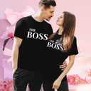 FRYAID Couples Shirts Matching Shirts for Couples Couple Shirts for him and her Funny Cute Graphic Honeymoon Short Sleeve Top (Large, Women-b-black)