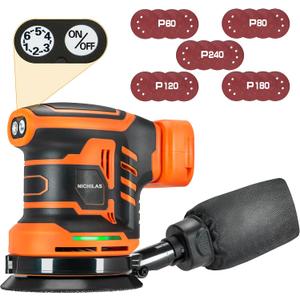 Orbital Sander Cordless Brushless 6 Speeds Max 21000RPM, 5” Electric Sander with Dust Collector Compatible with DEWALT 20V MAX Battery (BATTERY NOT INCLUDE)