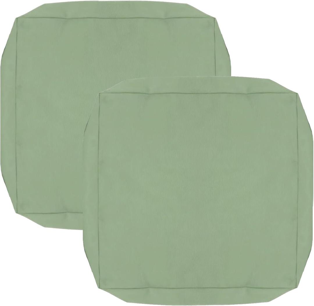 Oslimea Outdoor Cushion Covers Replacement 18x18x2 Waterproof Patio Furniture Cushion Seat Cover 2 Pack Removable Chair Pads Cover for Deep Seat Back Cushion, Sage Green