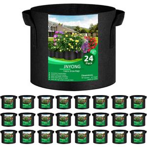 JNYONG 24-Pack 10 Gallon Thickened Non-Woven Grow Bags, Aeration Fabric Pots with Handles