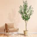 6ft Faux Olive Tree, Artificial Olive Tree Indoor, High Imitation Silk Plant Fake Olive Tree with Realistic Leaves and Fruits, Suitable for Home Living Room Office Decoration