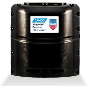 Camco Single Camper/RV Propane Tank Cover - Features a Removable Top Panel & Heavy-Duty Polymer Design - Fits 20lb. Steel Single Tanks (40578)