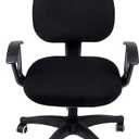 Smiry Stretch Jacquard Office Computer Chair Seat Covers, Removable Washable Anti-dust Desk Chair Seat Cushion Protectors - Black