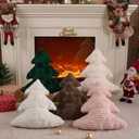 Lanpn Christmas Tree Pillows Set of 2, Tree Christmas Decoration Winter Soft Cute Xmas Tree Shaped Throw Cushion for Bedroom Couch Sofa Xmas Decor (18x16 inch, Beige)