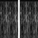 2 Pack 2026 Graduation Party Decorations, 3.28 FT x 7.05 FT Black Backdrop, Metallic Halloween Decorations Photo Backdrop Fringe Curtains Tinsel Backdrop Foil Streamer, Grad Party Supplies
