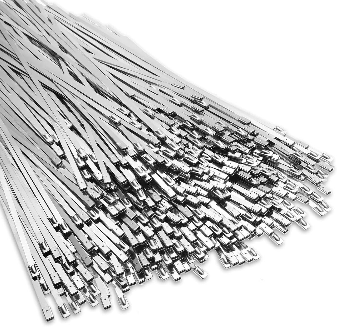 LEIFIDE 500 Pcs Metal Zip Ties 304 Stainless Steel Zip Ties Heavy Duty Self Locking 220 Pound Tensile Strength Cable Suitable for Exhaust Wrapping Fence Outdoor Workshop Canopy(5.9 Inch)