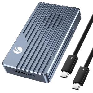 VCOM 80Gbps M.2 NVMe SSD Enclosure with Cooling Fan, Aluminium Alloy Enclosure Compatible with Thunderbolt 5/4/3/USB4 External SSD Case for Gaming, Editing, Mac and PC, Support M/B+M Key SSD