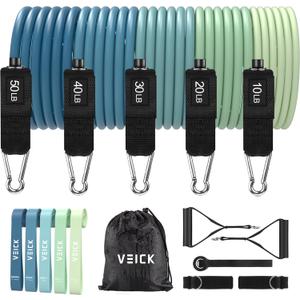 VEICK Resistance Bands, Exercise Bands, Workout Bands Set for Working Out with Handles for Men Women, Elastic Exercising Bands for Fitness Weights Work Out at Home Gym (Blue)