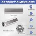 8 Pcs 304 Stainless Steel hex Coupling Nuts M10 x 1.5-Pitch 60mm Stainless Steel Rod Coupling Nuts(Metric)