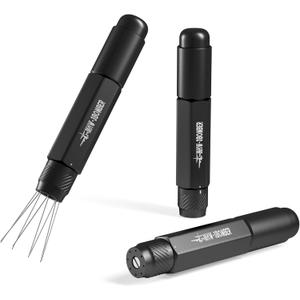 MHW-3BOMBER Retractable WDT Tool Espresso Distribution Tool with Magnetic Store, Adjustable Range Coffee Stirrer Tool for Barista, 0.4mm 8 Stainless Steel Needles with 8 Extra, Black, T6188B-OS