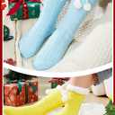 ramede Womens Fuzzy Slipper Socks with Gripper Winter Pastel Cozy Non Slip Winter Lined Warm Thick Soft Socks Gift (Yellow Purple Blue)