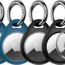 UNBREAKcable AirTag Holder for Apple - 4 Pack Air Tag Case [Fit Tightly Design] [Easy to Install] [Hold Securely] Waterproof TPU Protective Cover with Metal Keychain for Kids,Pet,Luggage,Backpack,Keys (Black & Blue)