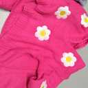 Womens Floral Cardigan Sweaters Long Sleeve Open Front Y2K Cropped Knit Cardigan 90s Aesthetic Shrug Back to College Outfits Magenta S